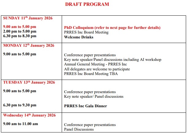 Details of the 2026 PRRES Conference.